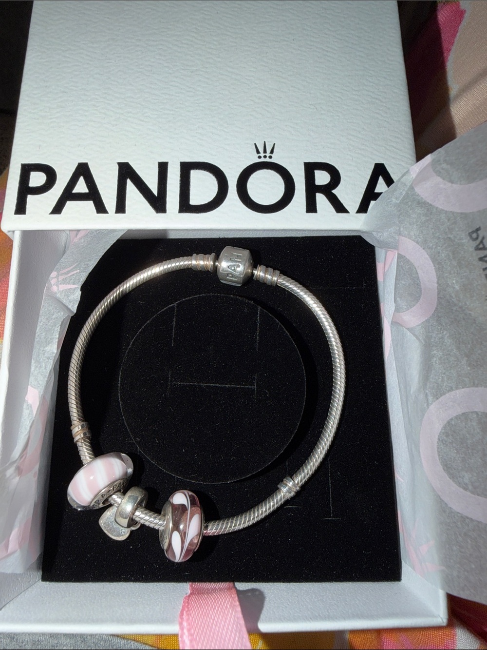 Pandora Bracelet With 3 Charms 925 ALE